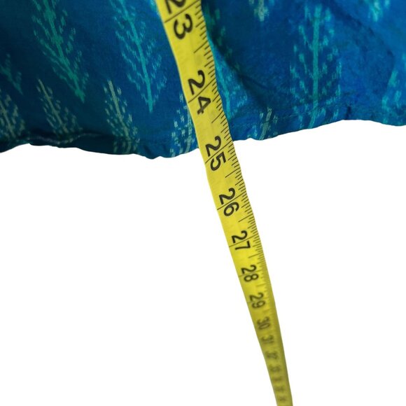 Sundance Blue Boho Print Embroidered Long Sleeve Top Cotton Silk Blend Medium - Picture 5 of 7
